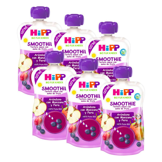Pack x 6 Smoothie de Arándanos con Manzana y Pera 120g BIO HiPP