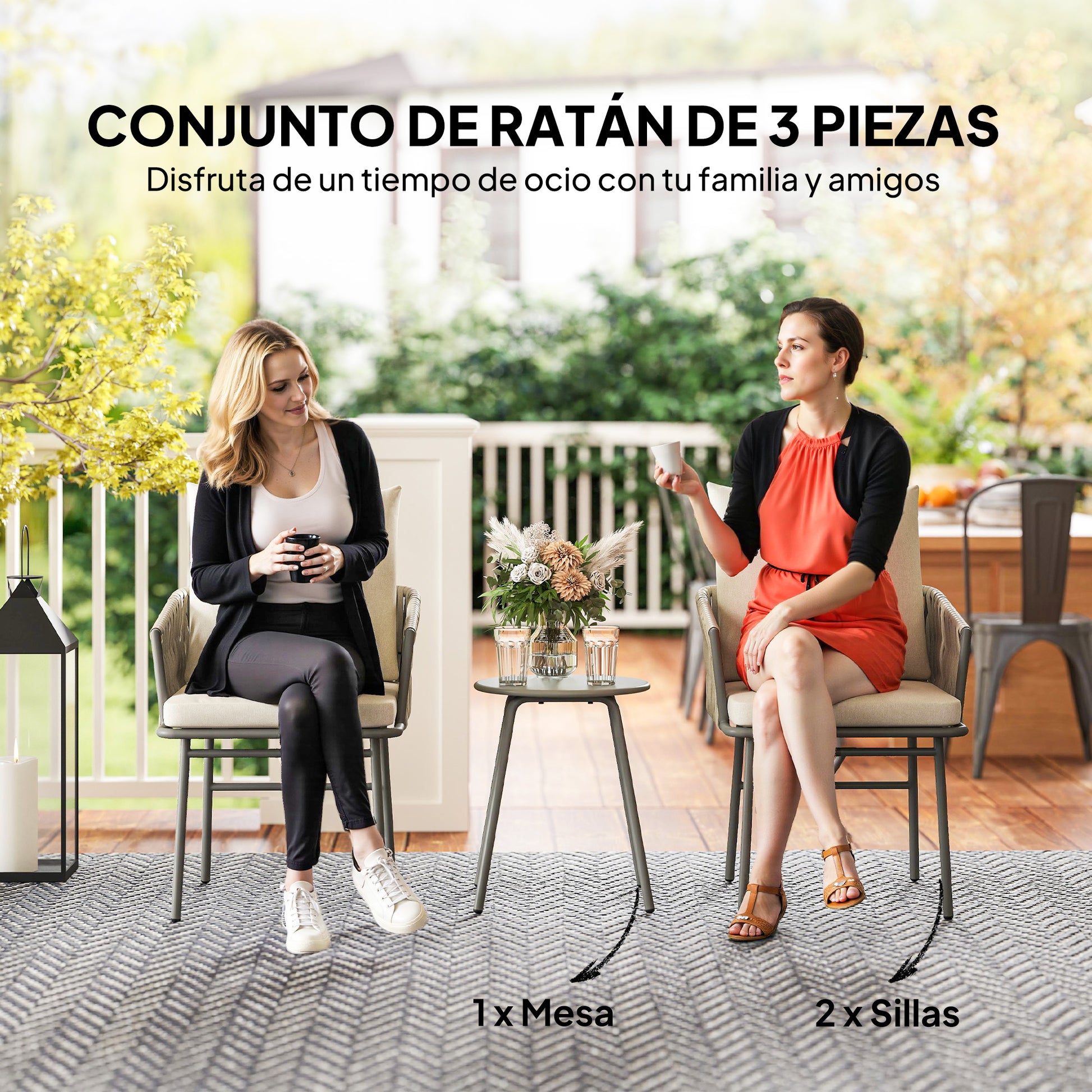 Outsunny Muebles De Jardín Con 2 Sillas Con Cojines Lavables Y Mesa Impermeable_3