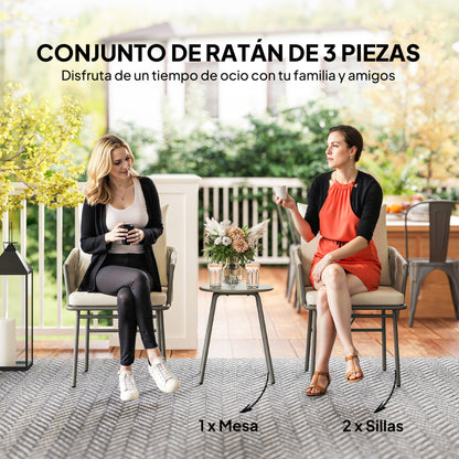 Outsunny Muebles De Jardín Con 2 Sillas Con Cojines Lavables Y Mesa Impermeable_3