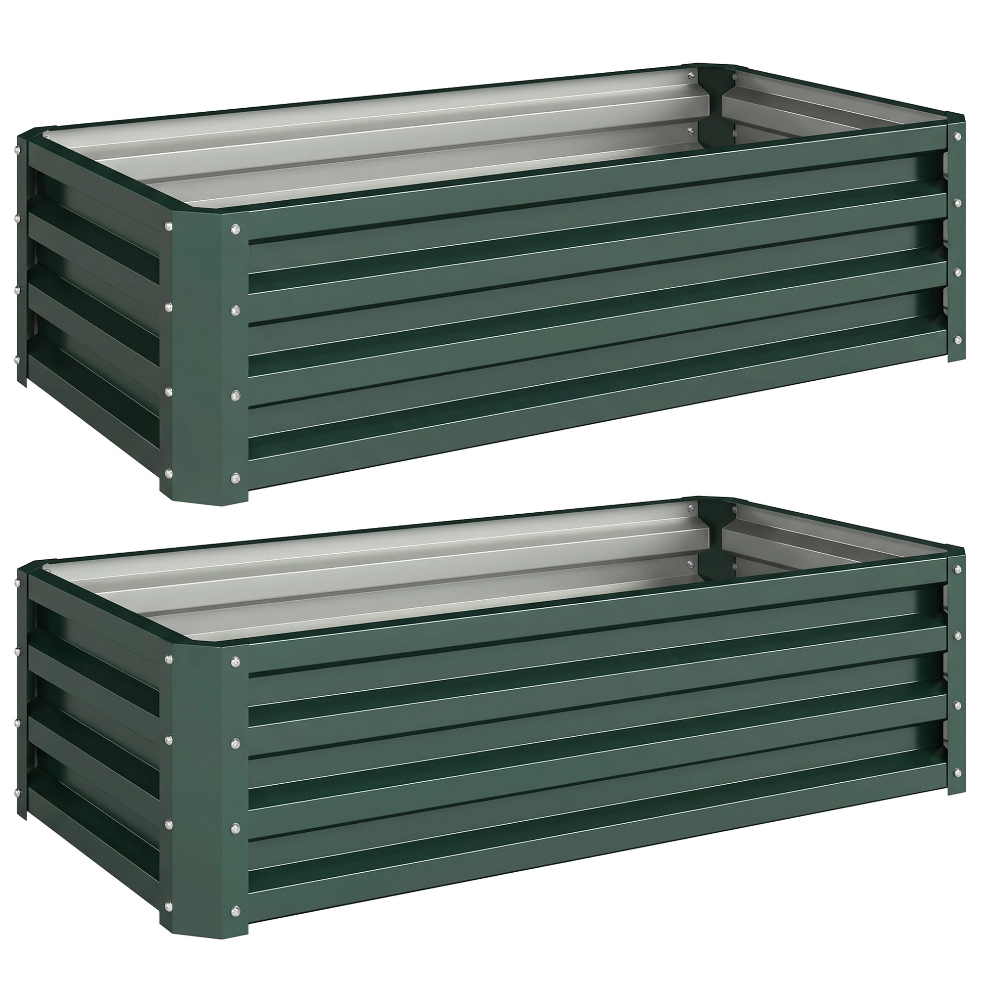 Outsunny Juego De 2 Jardineras Exterior Grandes De Acero 110x50x30 Cm Verde_0