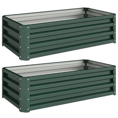 Outsunny Juego De 2 Jardineras Exterior Grandes De Acero 110x50x30 Cm Verde_0