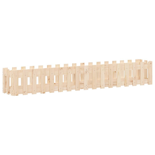 Arriate Elevado Jardín Con Valla Madera Maciza Pino 200x30x30cm_0