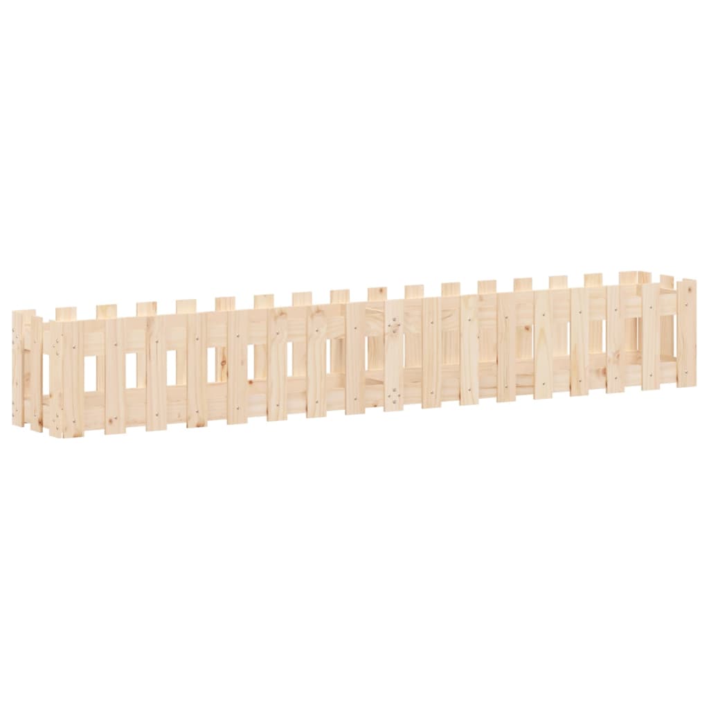 Arriate Elevado Jardín Con Valla Madera Maciza Pino 200x30x30cm_0