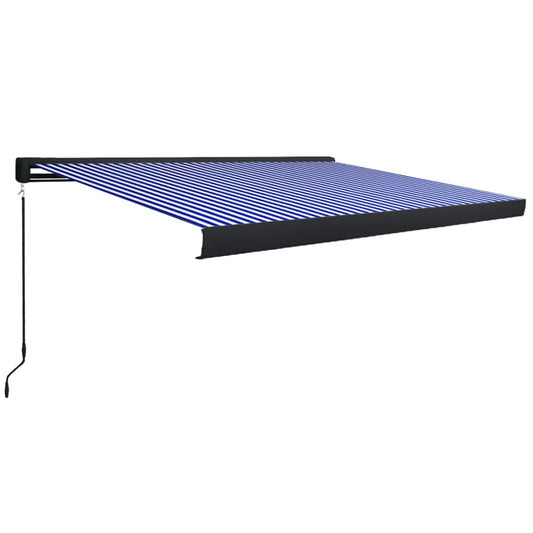 Toldo De Carrete Manual Azul Y Blanco 400x300 Cm_0