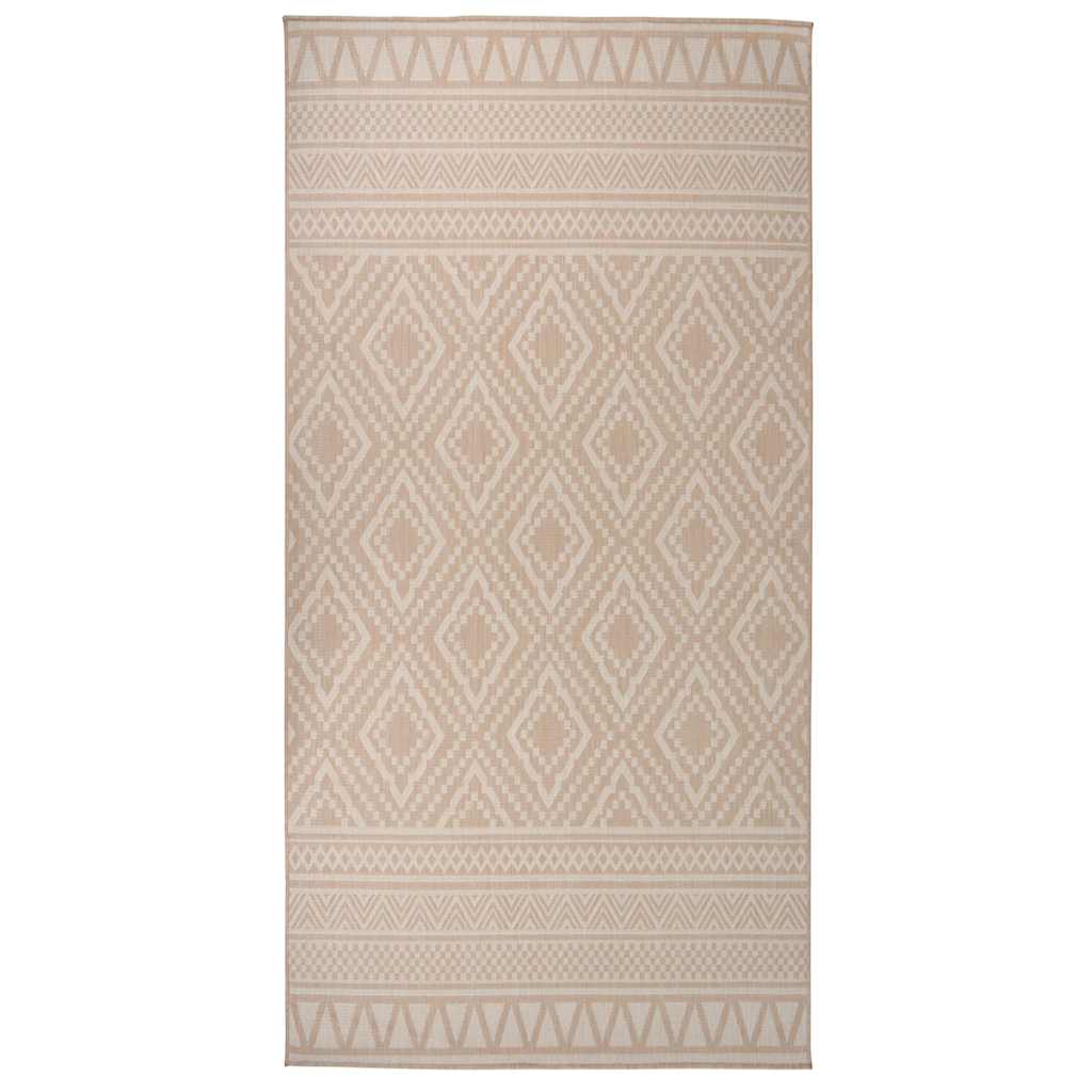 Alfombra De Exterior De Tejido Plano Rayas Marrones 100x200 Cm_1