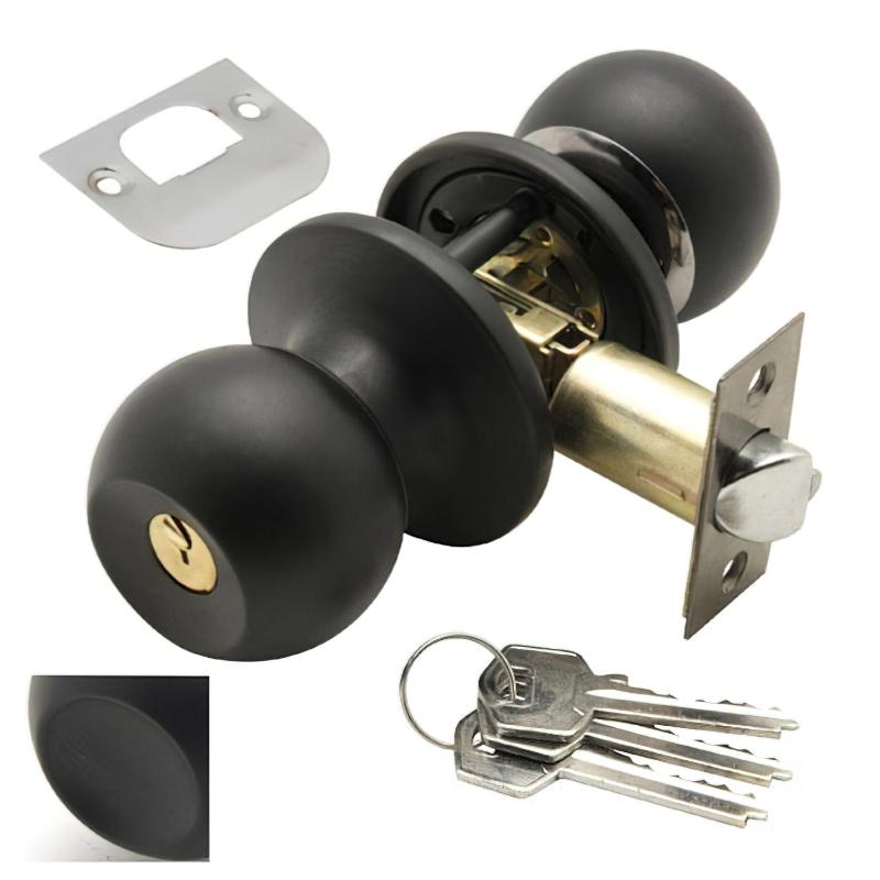 Pomo Puerta Wolfpack Con Llave Negro_0