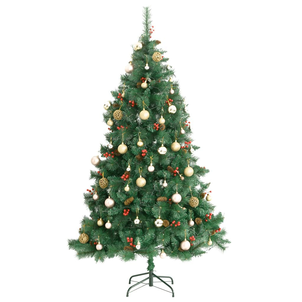 Vidaxl Árbol De Navidad Artificial Con Bisagras 300 Led Y Bolas 240 Cm_3