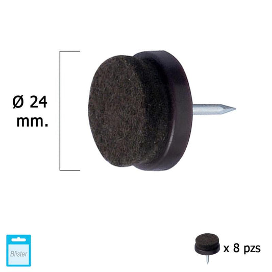 Deslizante Marron Con Fieltro Ø24 (blister 8 Unidades)_0