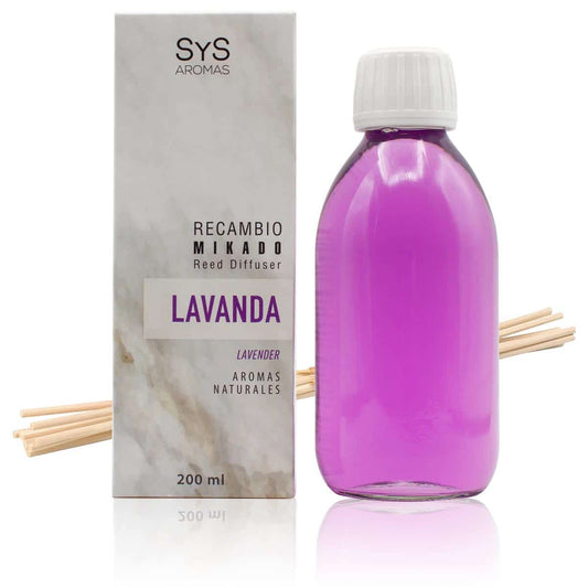 Recambio Mikado Lavanda Mármol SYS Aromas 200 ml | Con Palos | Aroma Floral y Agreste | Relajante_0