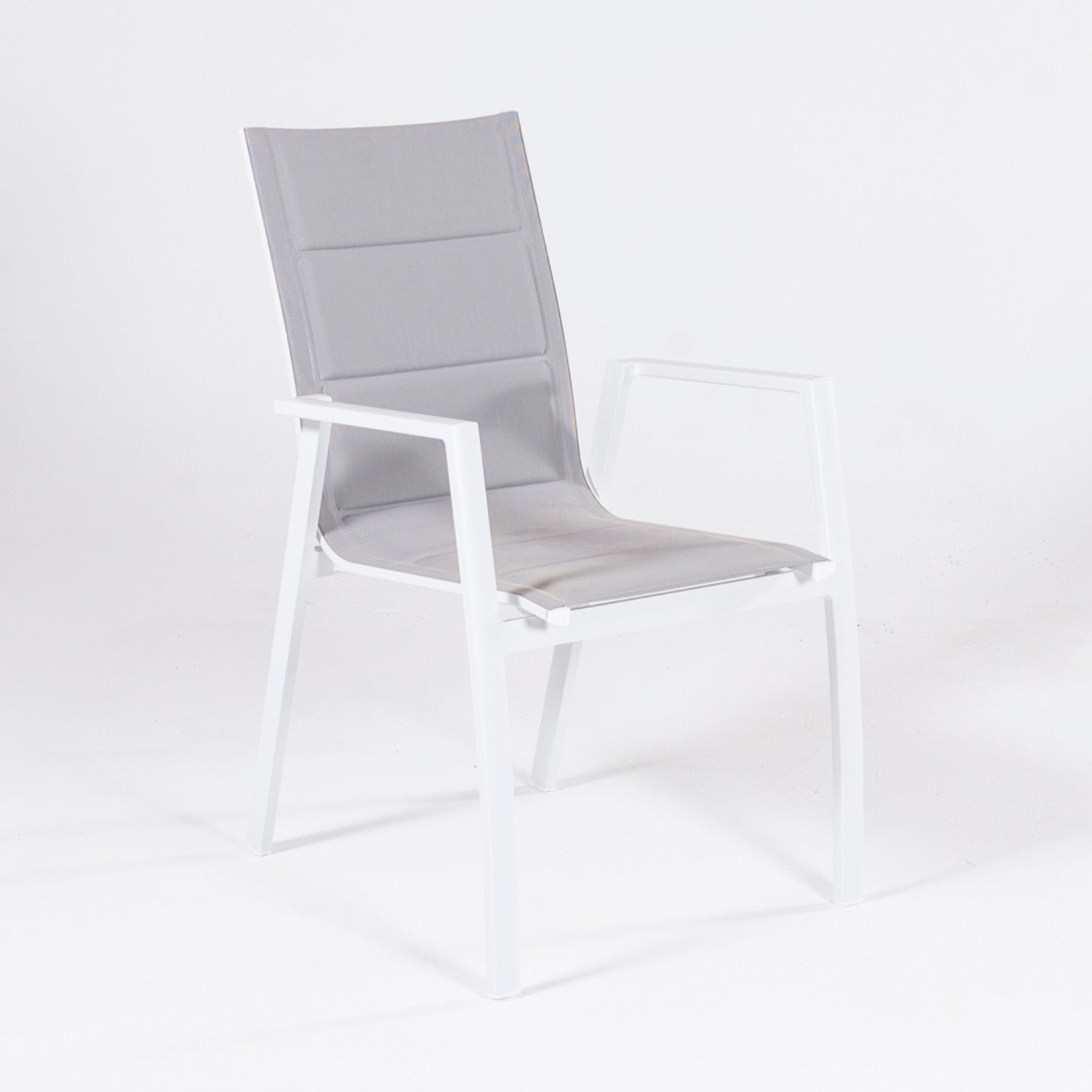 Sillón De Terraza, Acolchado Y Apilable, Aluminio Y Textilene, Color Blanco, 57x69x94 Cm_2