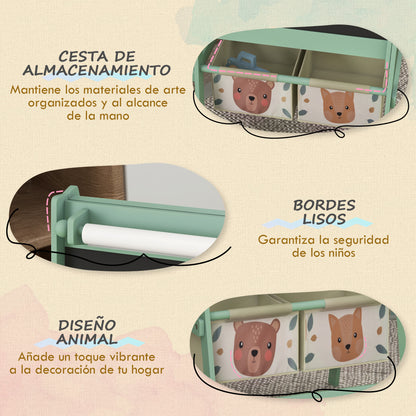 Aiyaplay Caballete Para Niños 3 En 1 Doble Cara Rollo Papel 54x46,5x93 Cm Verde_4