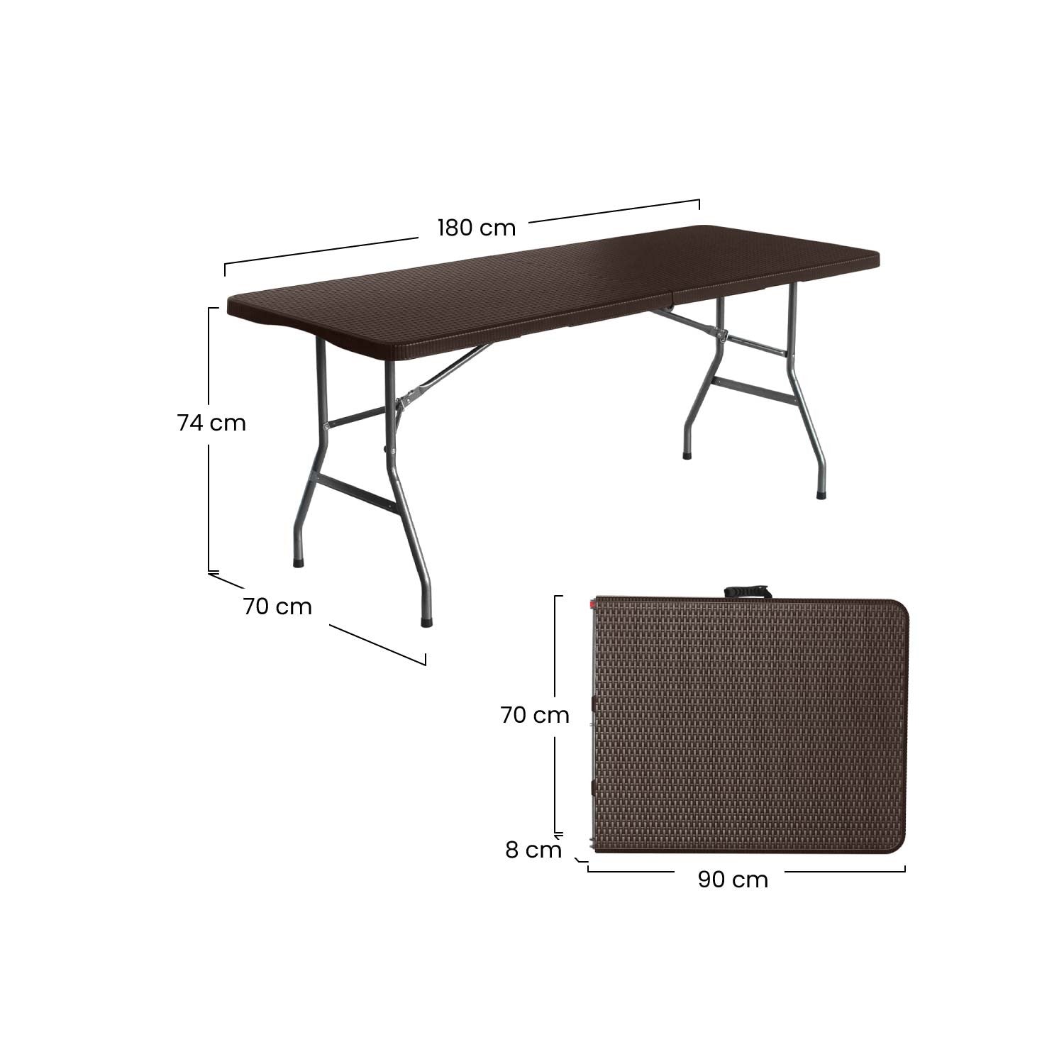 Mesa Plegable Rectangular Efecto Ratán 180x74x74cm 7house_4