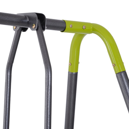 Homcom 3 En 1 Columpio De Metal Para Niños +3 Años 295x138x175 Cm Verde Y Gris_4
