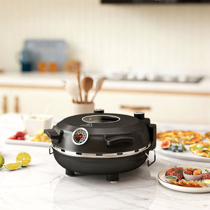 Homcom Horno Para Pizza En 5 Minutos 1200w Temporizador 15min Negro_3