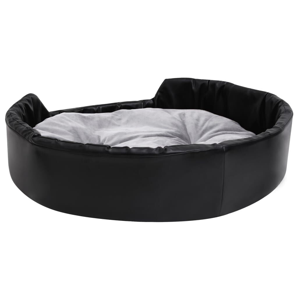 Vidaxl Cama Para Perros Felpa Y Cuero Sintético Negro Gris 90x79x20 Cm_4