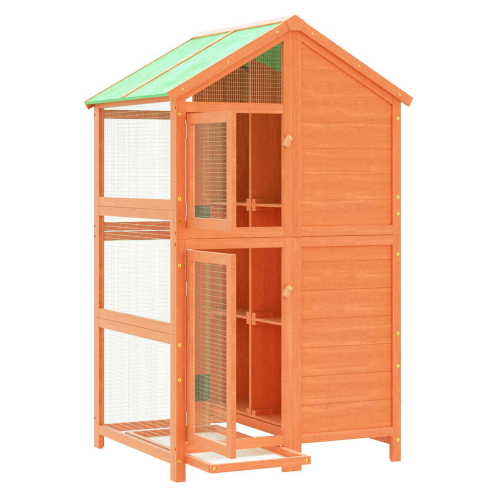 Vidaxl Casita Para Pájaros Madera Maciza Pino Marrón 97x81x152 Cm_3