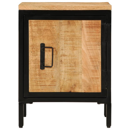Mesita De Noche De Madera Maciza De Mango Rugosa 40x30x52,5 Cm_1