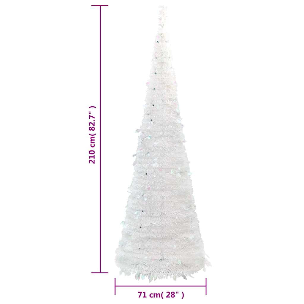 Vidaxl Árbol De Navidad Artificial Desplegable 200 Led Blanco 210 Cm_2