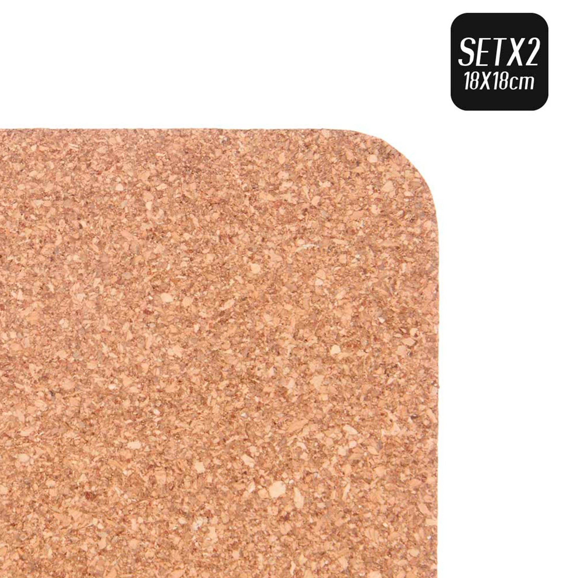 Set 2 Salvamantel Corcho Cuadrado 18 Cm  Colección Kinvara