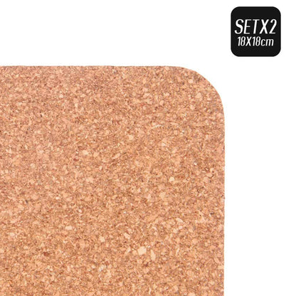 Set 2 Salvamantel Corcho Cuadrado 18 Cm  Colección Kinvara