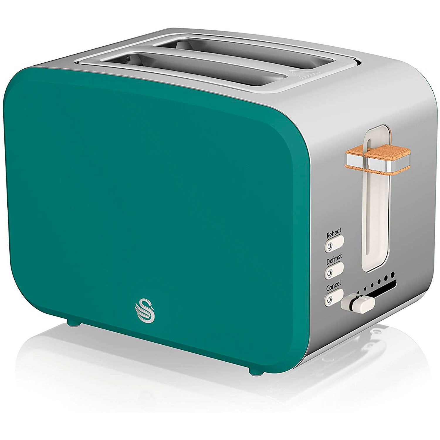 Swan Nordic Tostadora Pan Ranura Ancha 2 Rebanadas, 3 Funciones, 6 Niveles, Diseño Moderno, St14610greneu, Verde 900w_0