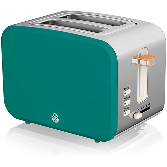Swan Nordic Tostadora Pan Ranura Ancha 2 Rebanadas, 3 Funciones, 6 Niveles, Diseño Moderno, St14610greneu, Verde 900w_0