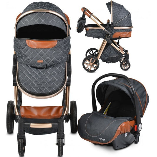 Carrito De Bebé Trío Convertible Con Detalles En Polipiel Alma Black_0