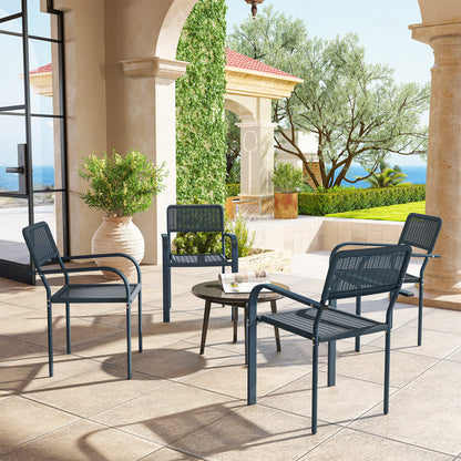 Outsunny Juego De 4 Sillas De Jardín Exterior Apilables 55x60x83 Cm Gris_1