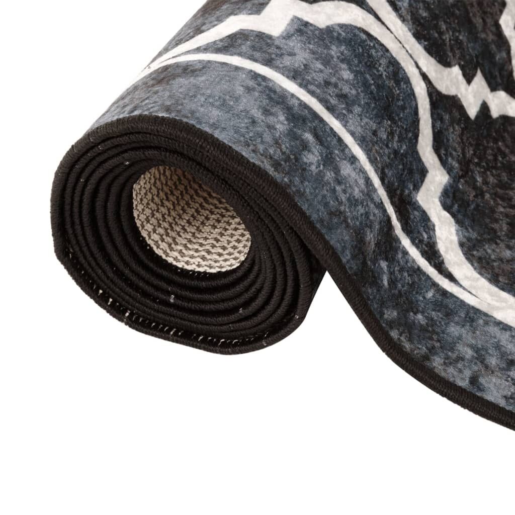 Vidaxl Alfombra Lavable Antideslizante Negro Y Blanco 80x150 Cm_4