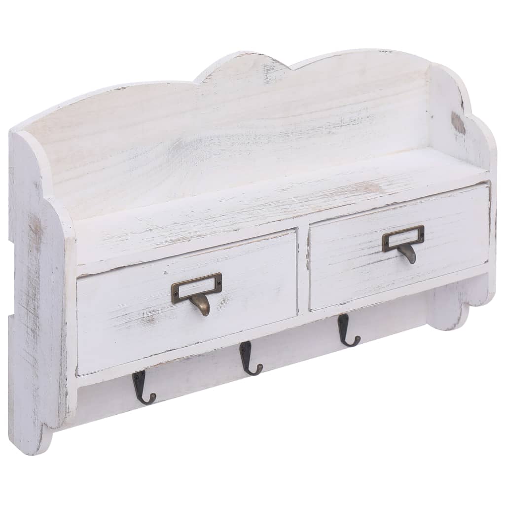 Perchero De Pared De Madera Blanco 50x10x34 Cm_0