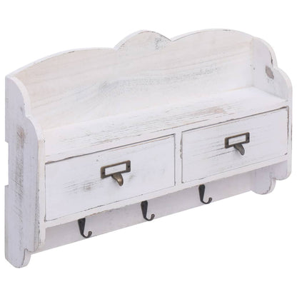 Perchero De Pared De Madera Blanco 50x10x34 Cm_0
