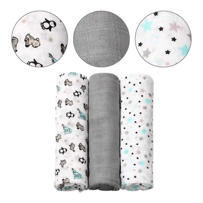 Pack 3 Muselinas Bambú Organico 70x70 Cm Grey