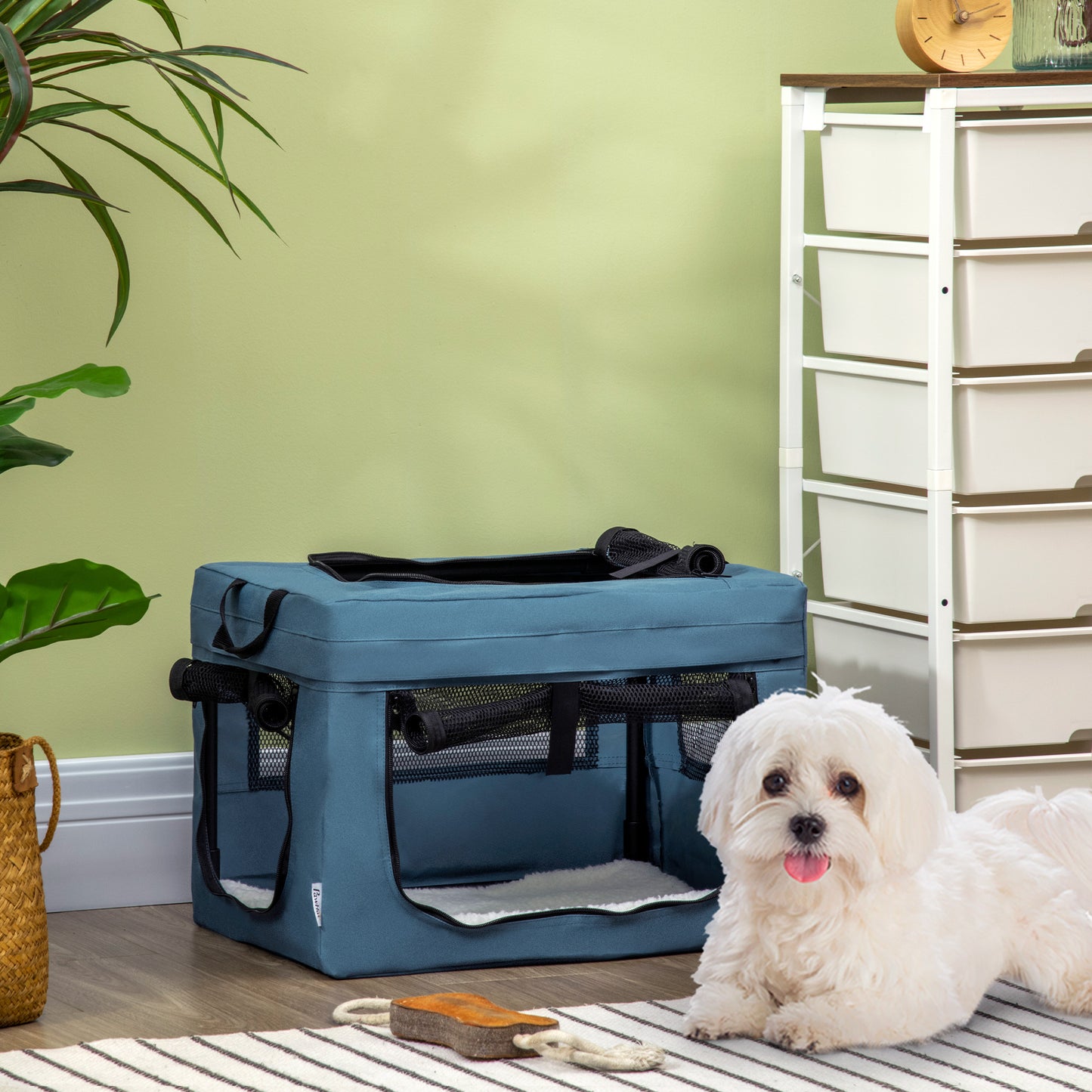 Pawhut Transportín Mochila Para Perros Gatos Cojín 48,5x34x34cm Azul_1