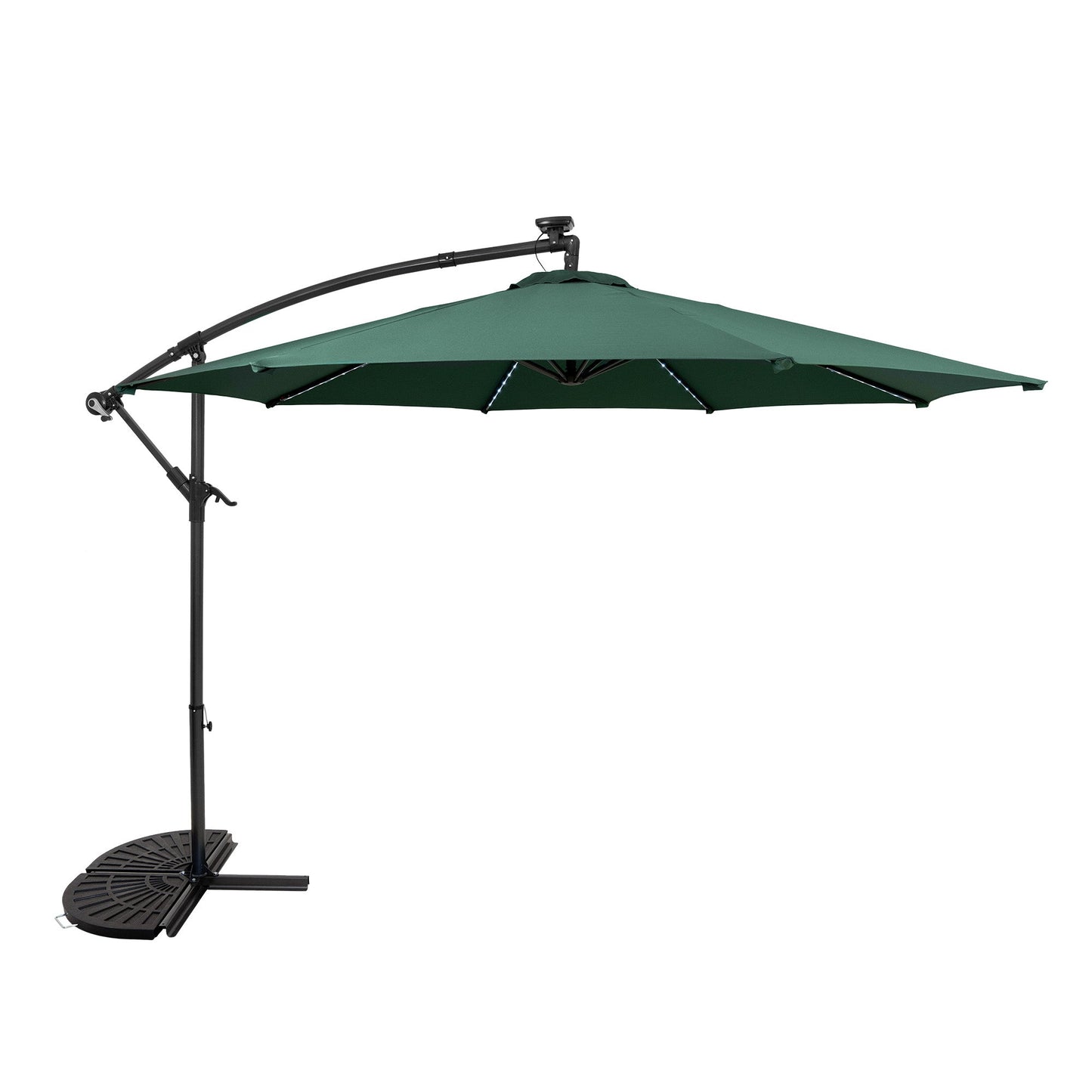 Parasol Excéntrico Led De 3 M Con Base De Medio Abanico – Verde_0