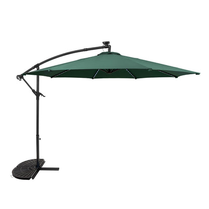 Parasol Excéntrico Led De 3 M Con Base De Medio Abanico – Verde_0