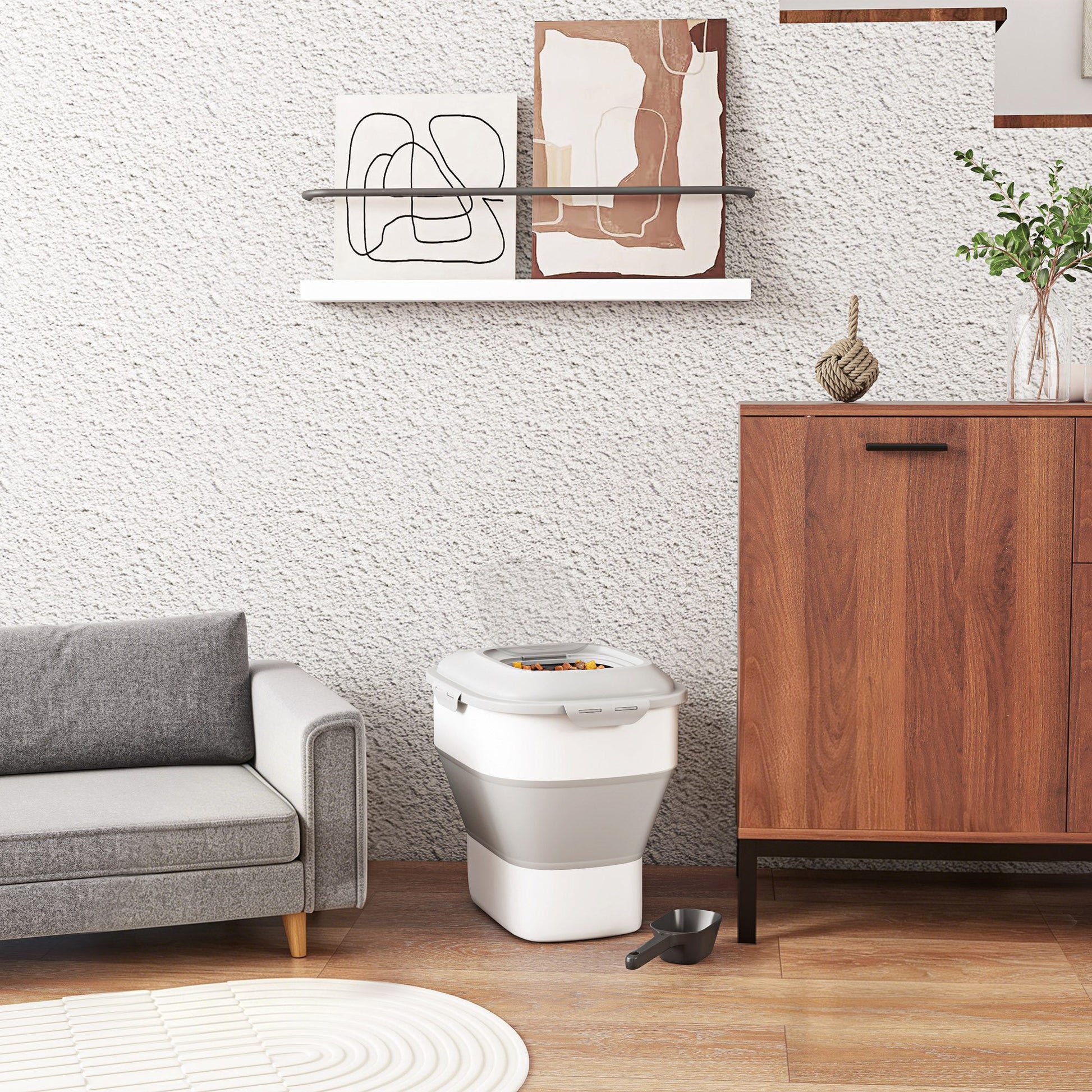 Pawhut Contenedor De Pienso Plegable 25l Con Taza Medidora Cuenco Plegable_1