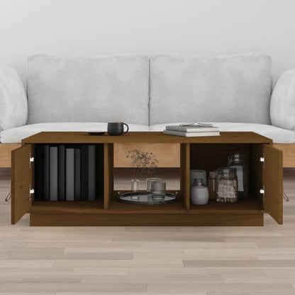 Mesa De Centro Madera Maciza De Pino Marrón Miel 100x50x35 Cm_1
