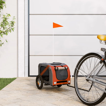 Vidaxl Remolque De Bicicleta Mascotas Hierro Tela Oxford Naranja Gris_1