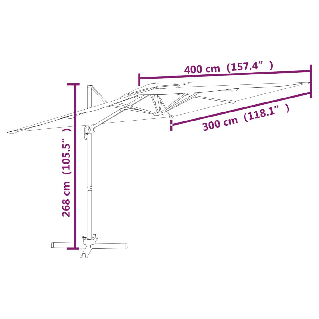 Vidaxl Sombrilla Colgante De Doble Techo Blanco Arena 400x300 Cm_2