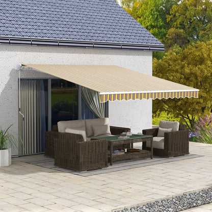 Outsunny Toldo Manual Retráctil 350x250 Cm Con Manivela De Metal Gris Y Amarillo_1