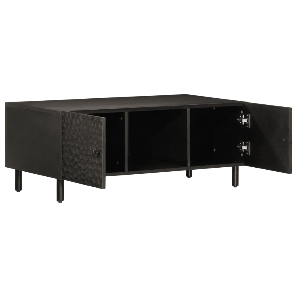 Mesa De Centro Madera Maciza De Mango Negra 100x54x40 Cm_2