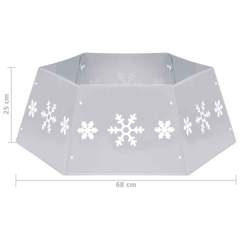 Vidaxl Falda Del Árbol De Navidad Plateada Y Blanca Ø68x25 Cm_2