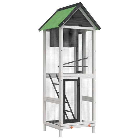 Vidaxl Casita Para Pájaros Madera Maciza Pino Gris 60x58,5x160 Cm_0