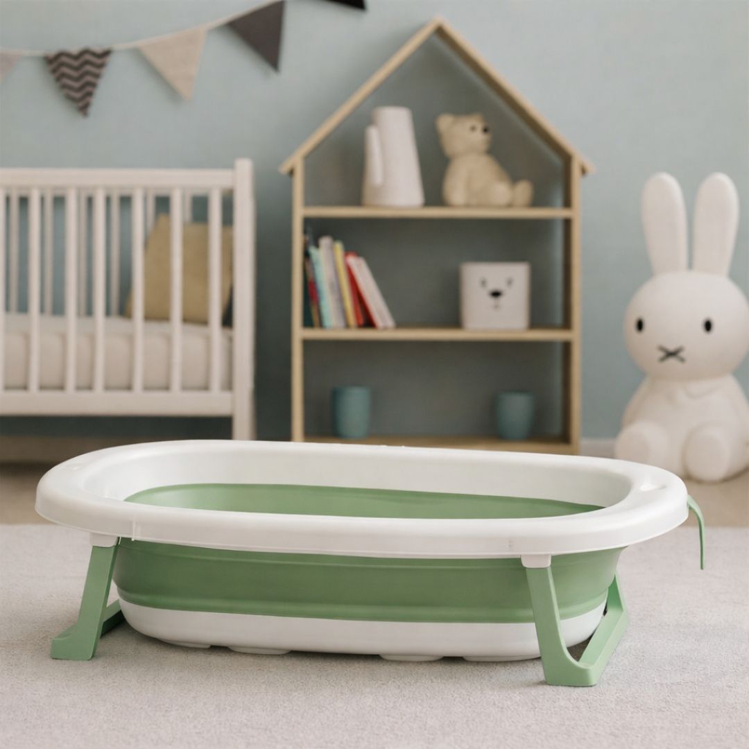 Bathby Bañera Plegable Verde Para Bebés, Cojín Reductor, Termómetro, Patas Antideslizantes (verde Pastel)_1