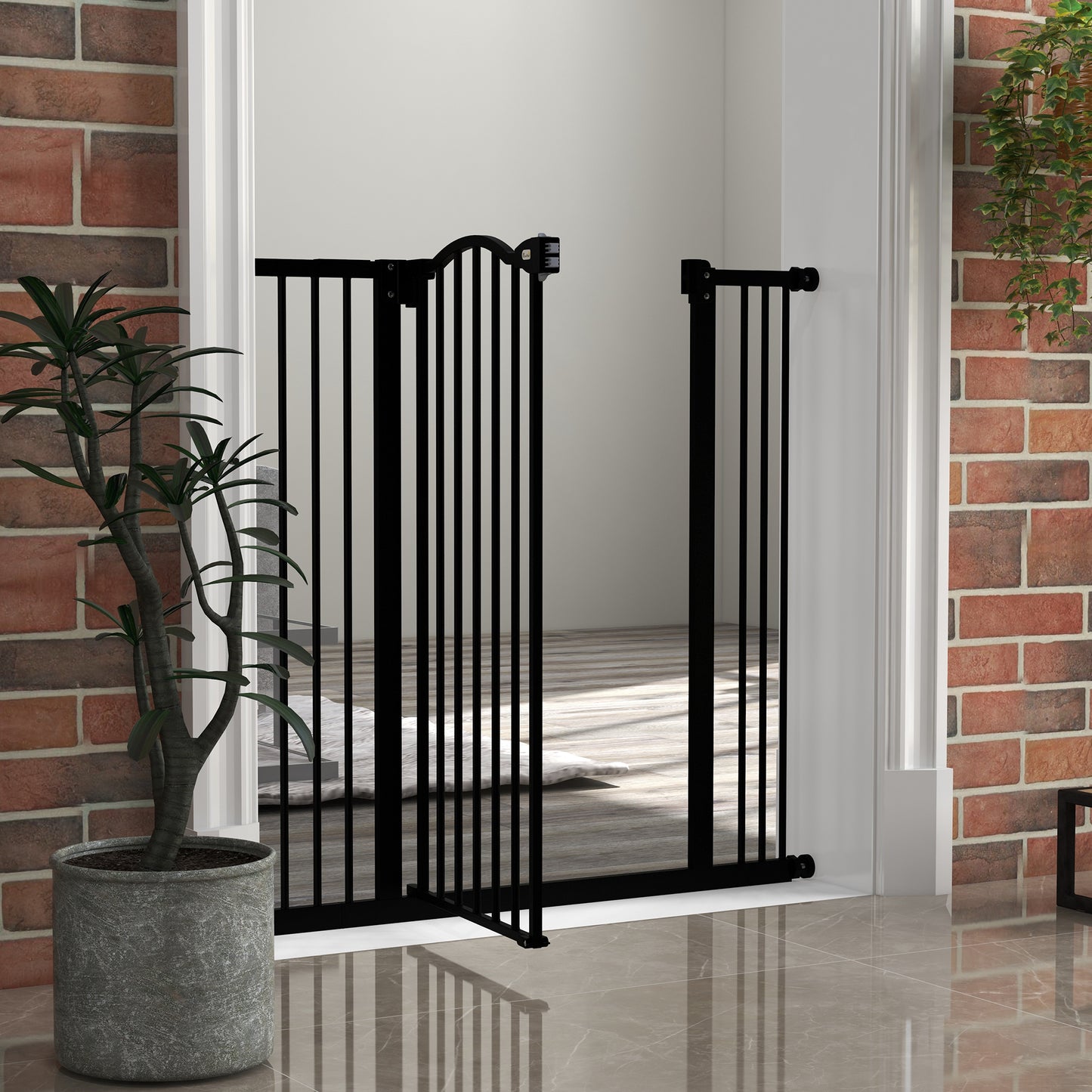 Pawhut Barrera Para Perros Con Ancho Ajustable 74-100 Cm Negro_3