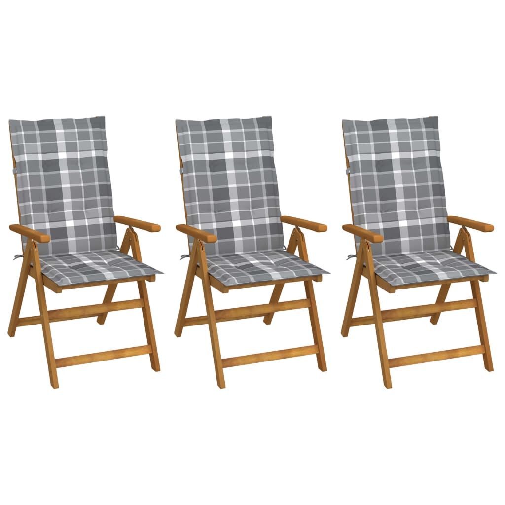 Vidaxl Sillas De Jardín Plegables 3 Uds Y Cojines Madera Maciza Acacia_0