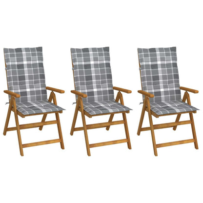 Vidaxl Sillas De Jardín Plegables 3 Uds Y Cojines Madera Maciza Acacia_0
