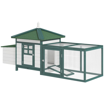 Pawhut Gallinero De Madera Con Caja Nido Espacio Para Correr 196x76x97cm Verde_0