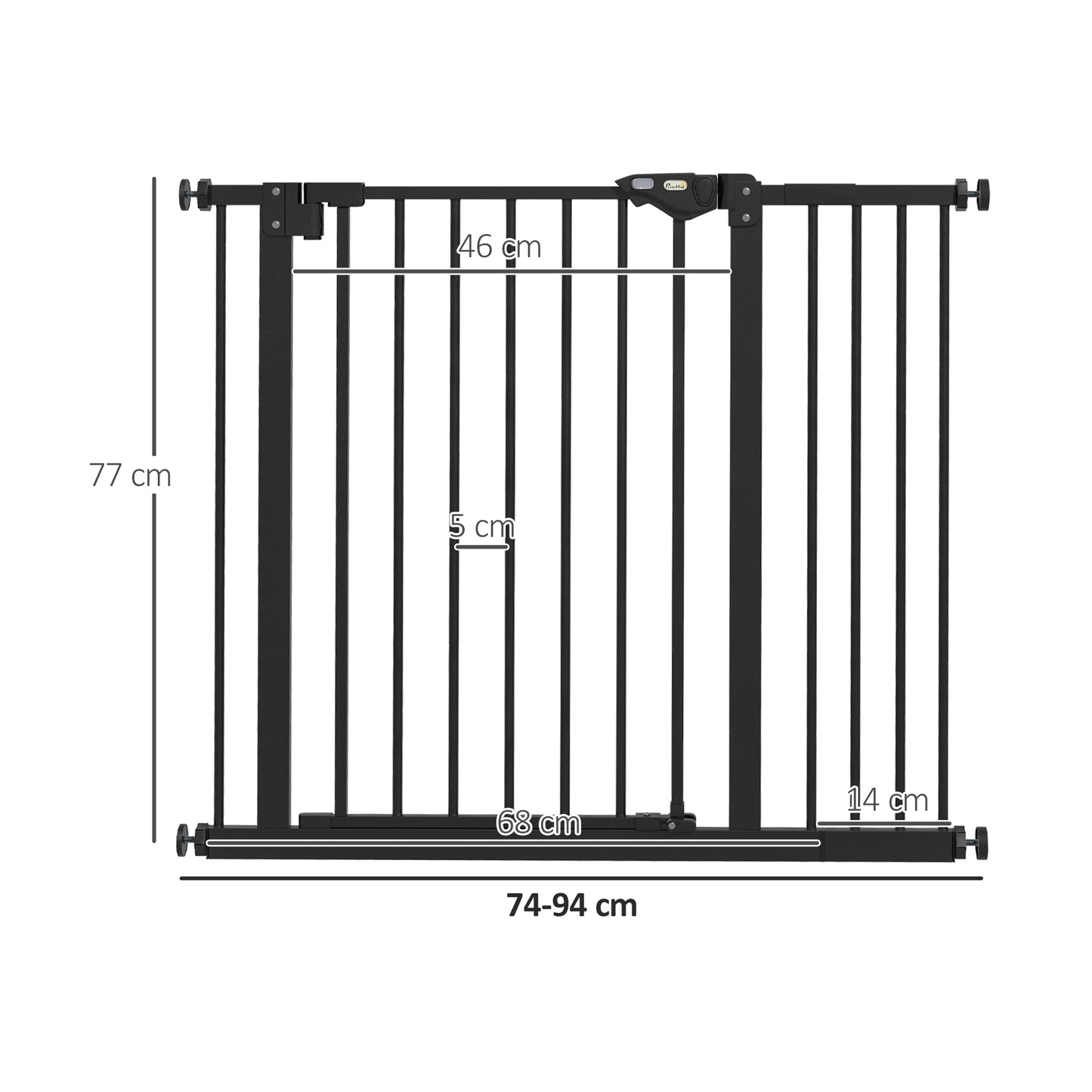 Pawhut Barrera De Seguridad Para Perros Escaleras Y Puertas 74-94 Cm Negro_2