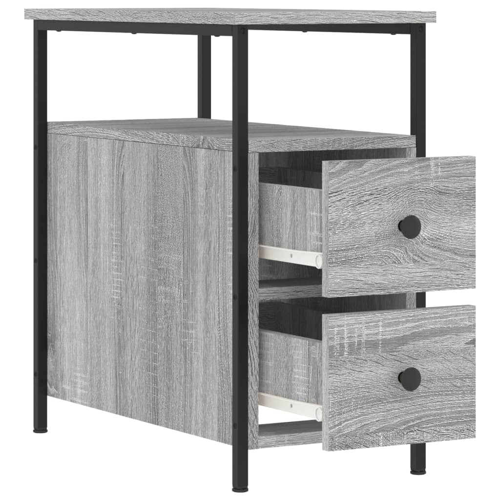 Mesita De Noche Madera De Ingeniería Gris Sonoma 30x60x60 Cm_4